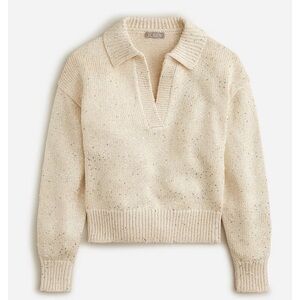 J. Crew Cream J Crew Neutral Sequin Long Sleeve Top Sweater Collar XS